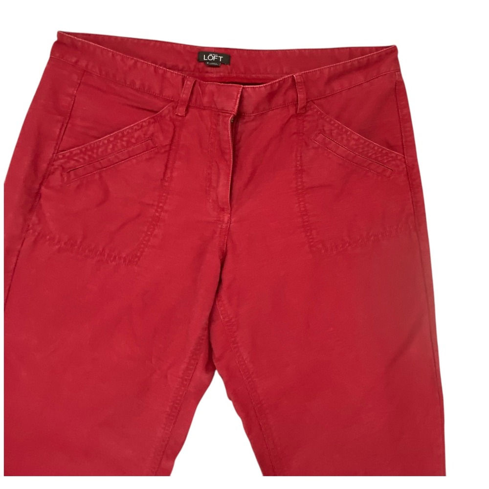 LOFT Red Chinos Pants Utility Pockets Casual Everyday Trousers Size 6 - Picture 3 of 9